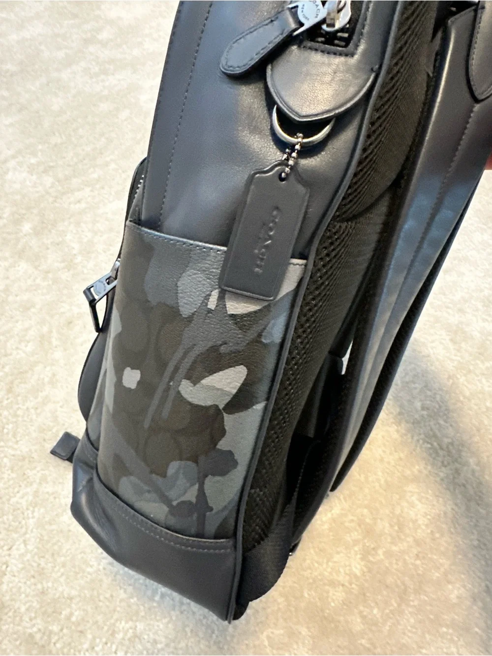 Coach Men’s Blue & Gray Camo Leather Backpack